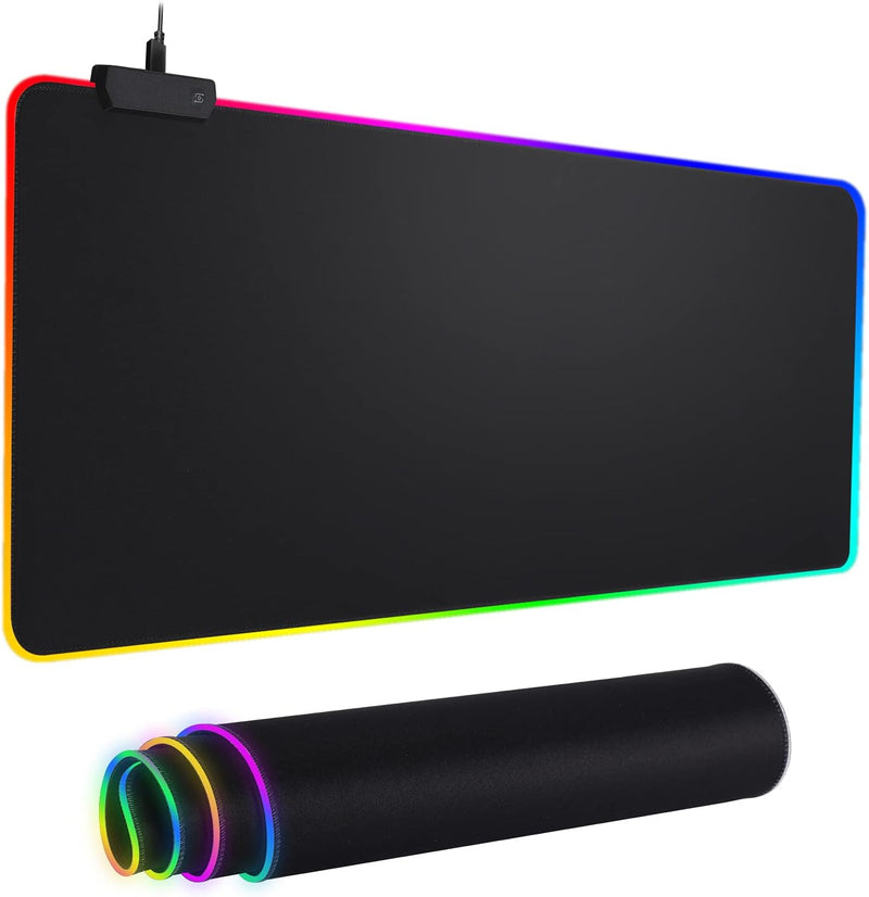 Mouse Pad Gamer ALFA RGB LED Iluminado - 80x30cm Preto