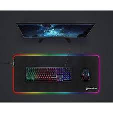 Mouse Pad Gamer ALFA RGB LED Iluminado - 80x30cm Preto